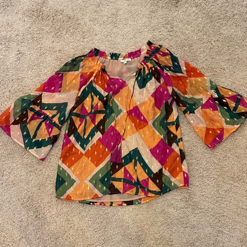 Jade Multicolor Geometric Blouse